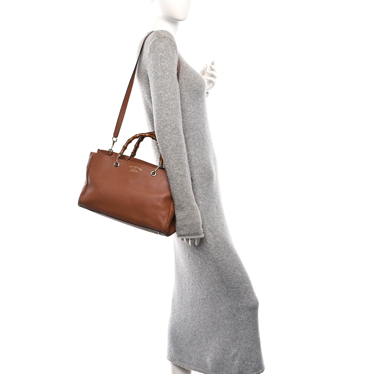 Pebbled Calfskin Medium Bamboo Shopper Tote Acero
