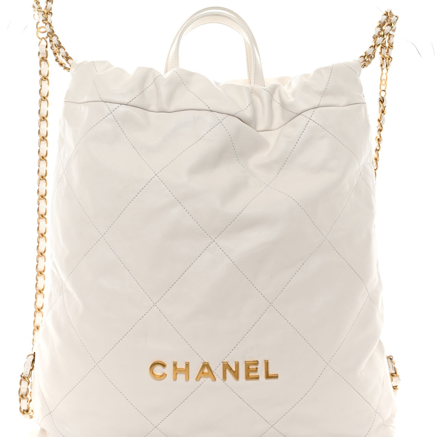 Chanel Shiny Calfskin Quilted Chanel 22 Backpack White 8 of 10