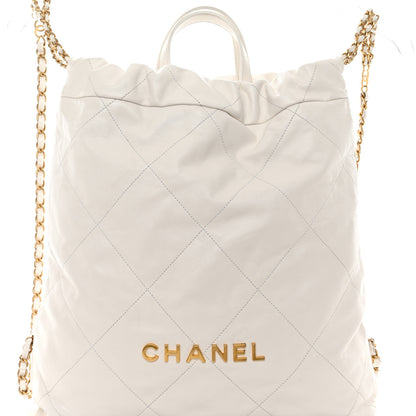 Chanel Shiny Calfskin Quilted Chanel 22 Backpack White 8 of 10