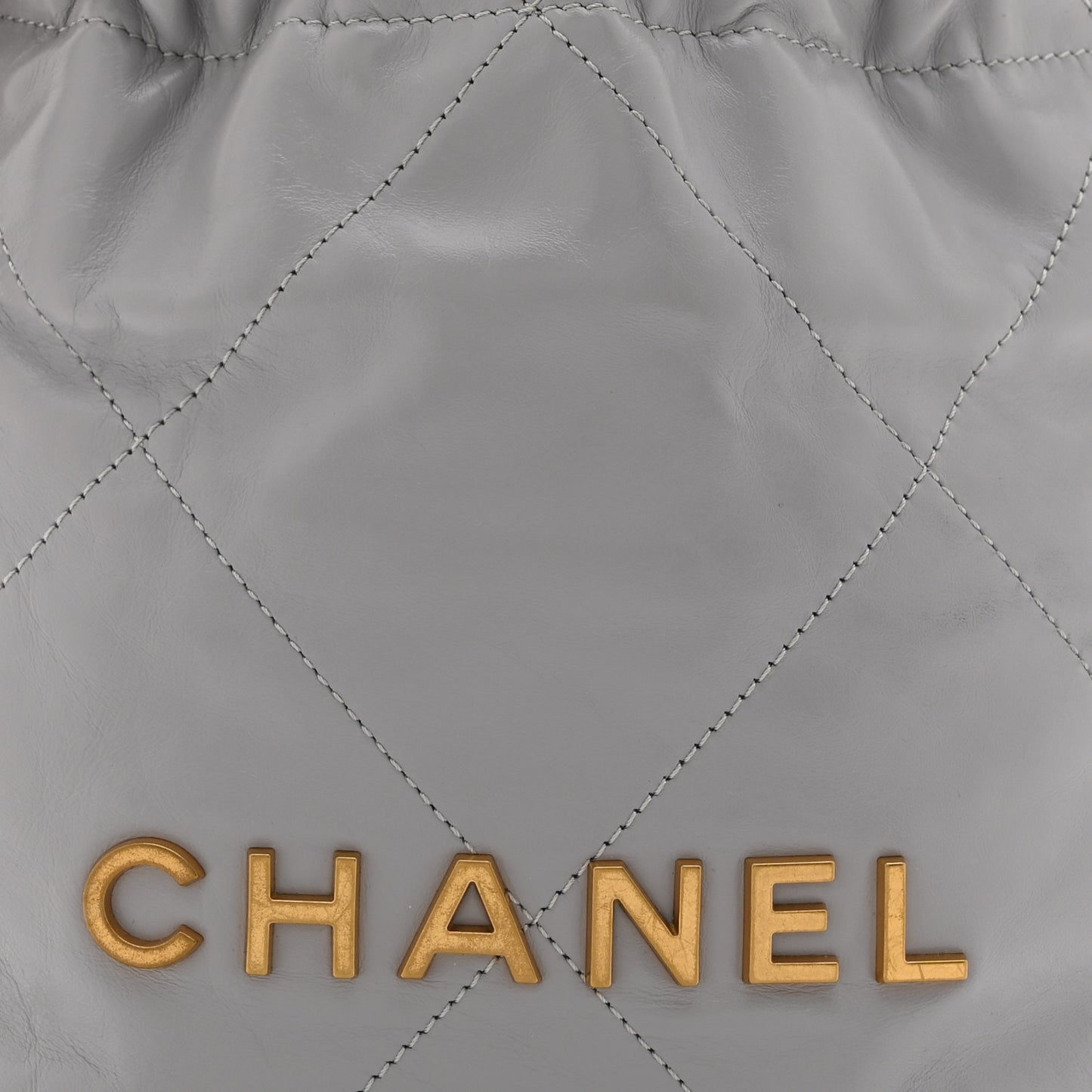 Shiny Calfskin Quilted Mini Chanel 22 Grey