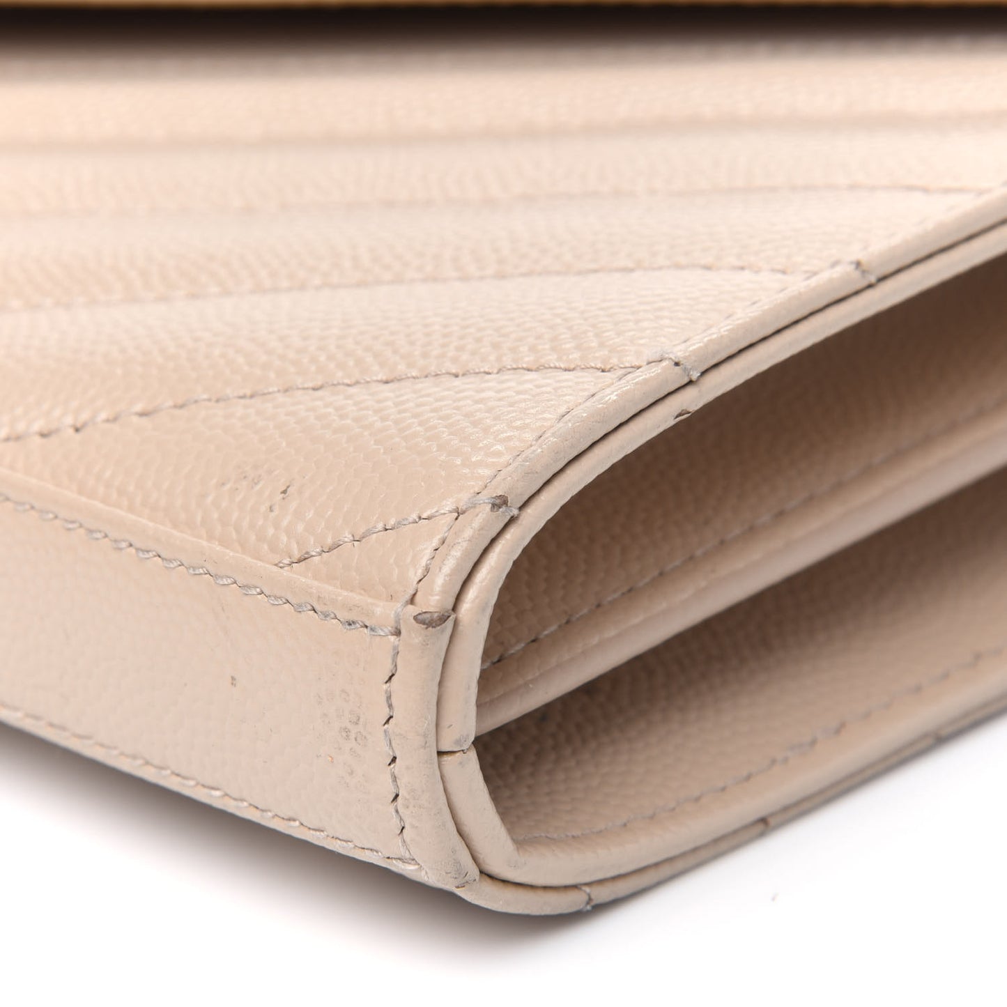 Grain De Poudre Matelasse Chevron Monogram Chain Wallet Nude Powder