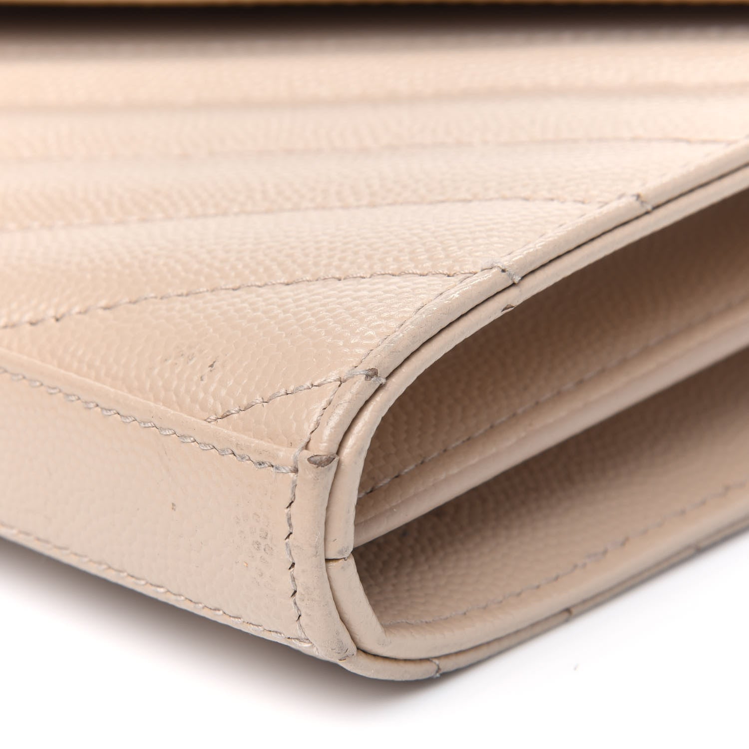 Saint Laurent Grain De Poudre Matelasse Chevron Monogram Chain Wallet Nude Powder 4 of 4
