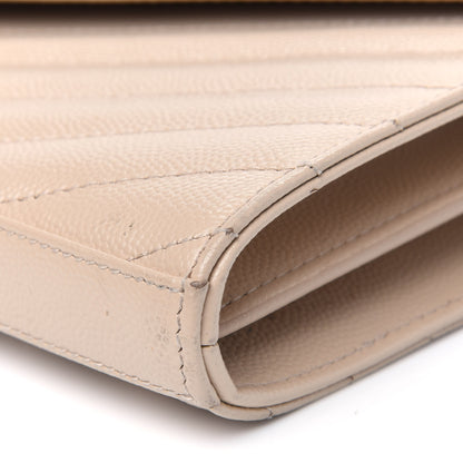 Saint Laurent Grain De Poudre Matelasse Chevron Monogram Chain Wallet Nude Powder 4 of 4