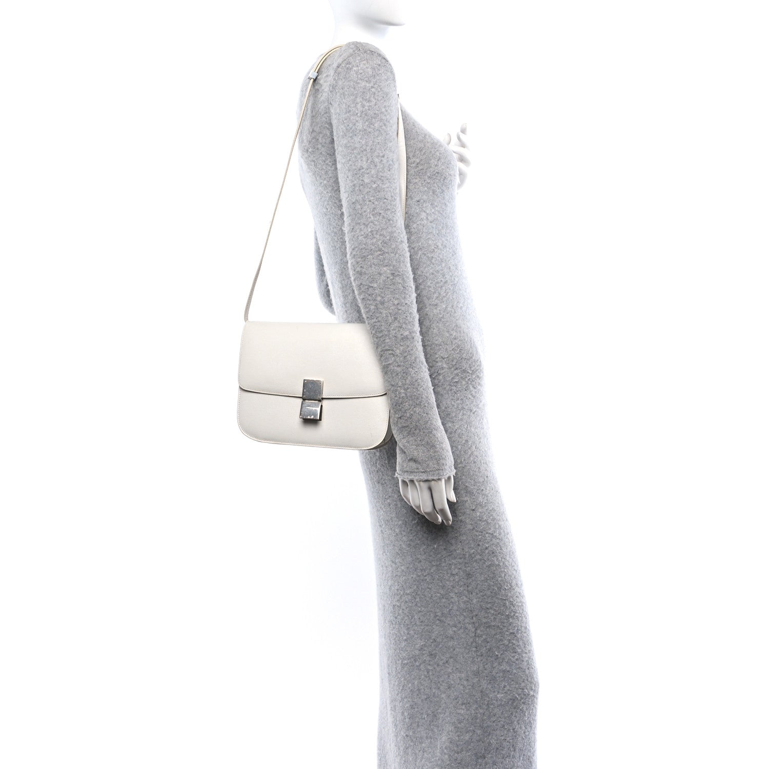 Celine Liege Calfskin Medium Classic Box Flap Bag White 2 of 12