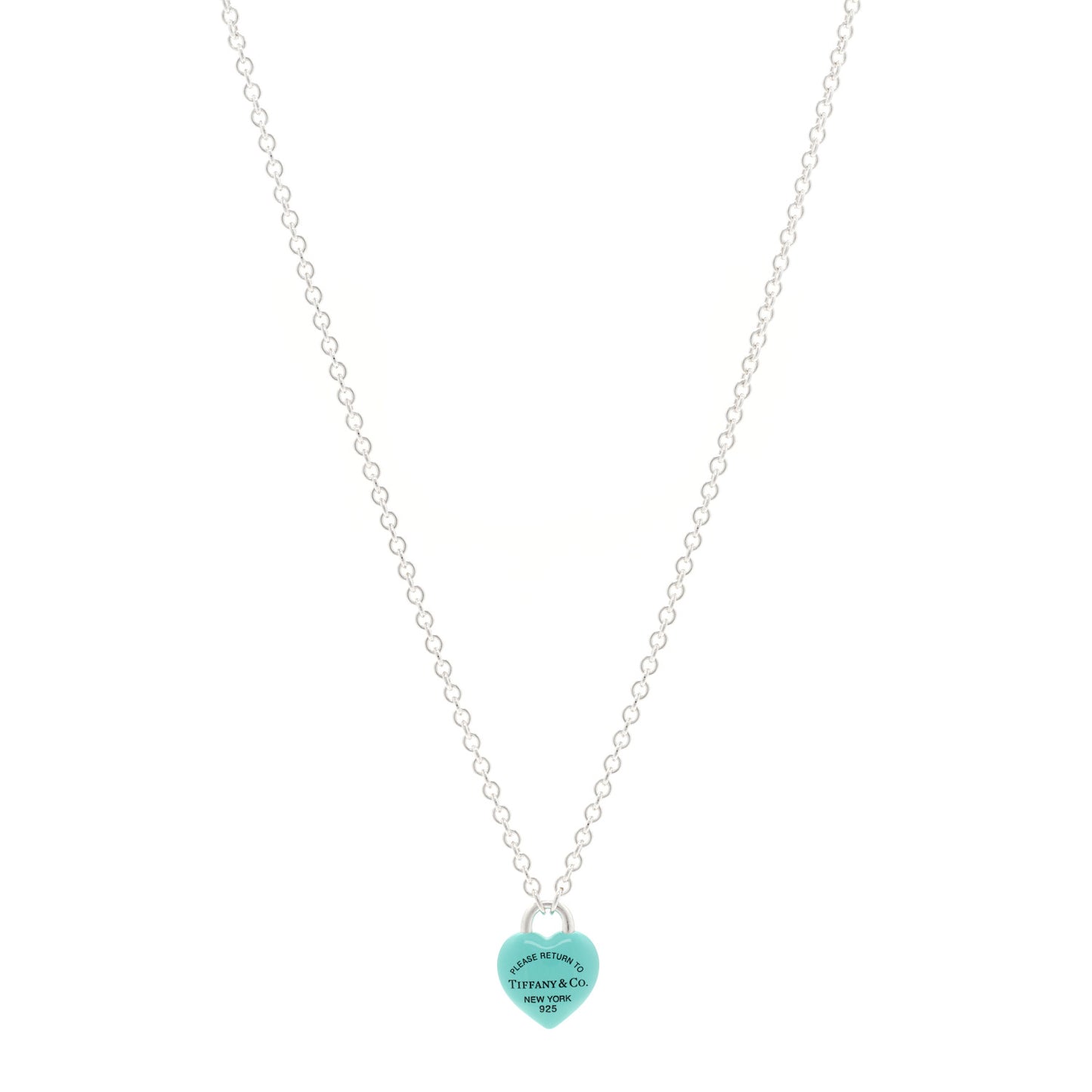Sterling Silver Enamel Return to Tiffany Full Heart Pendant Necklace Blue