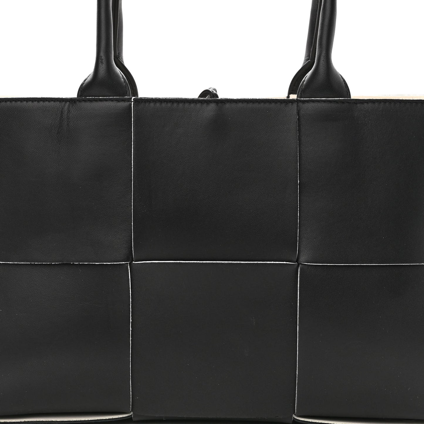 Nappa Maxi Intrecciato Small Arco Tote Black White