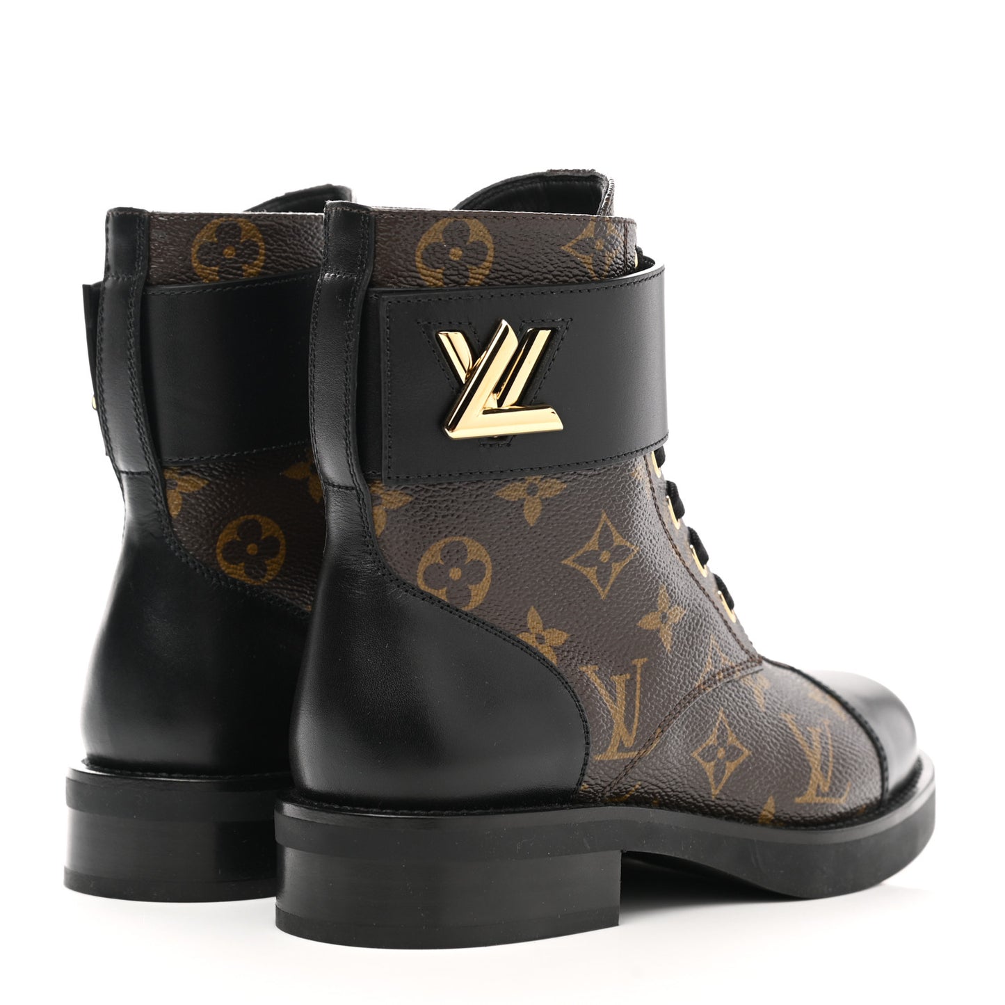 Calfskin Monogram Wonderland Flat Ranger Boots 35 Black