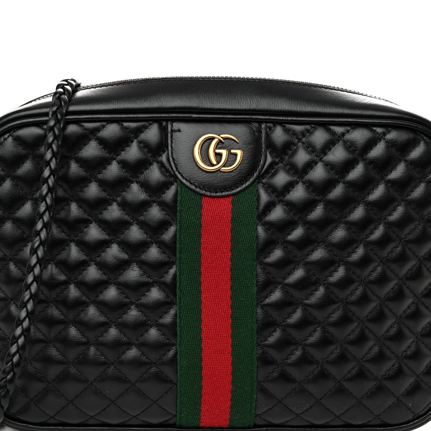 Gucci Calfskin Web Trapuntata Small GG Shoulder Bag Black 7 of 11