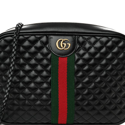 Gucci Calfskin Web Trapuntata Small GG Shoulder Bag Black 7 of 11