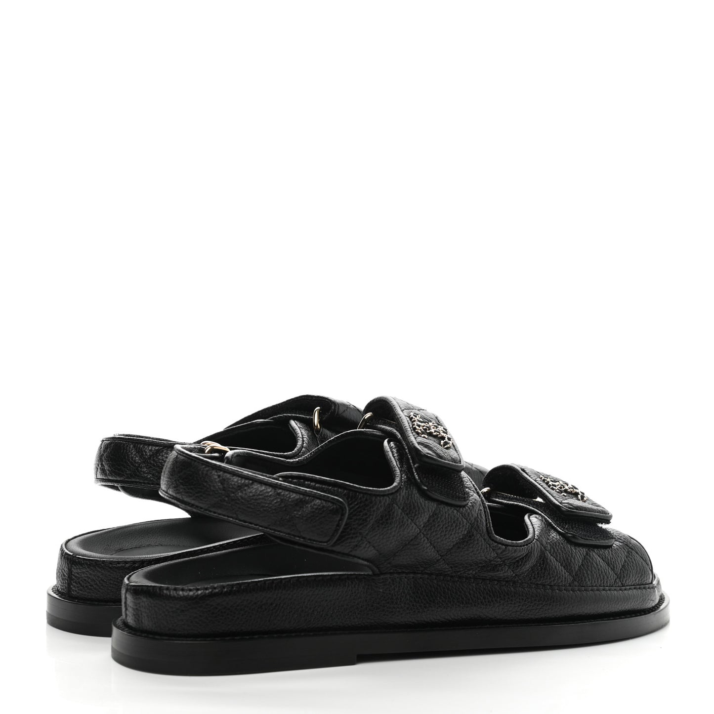 Grained Calfskin Velcro Dad Sandals 36.5 Black