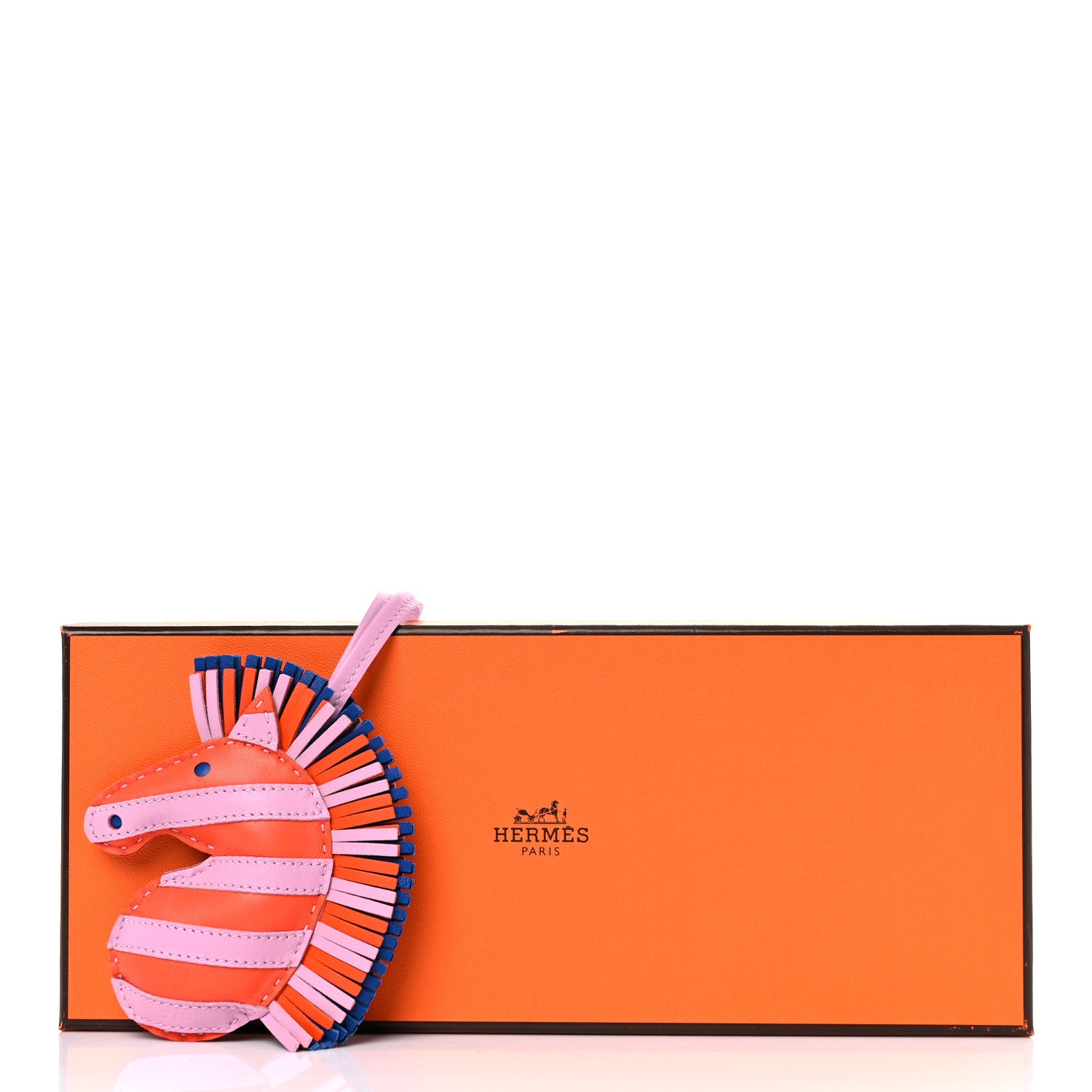 Hermes Milo Lambskin Geegee Savannah Bag Charm Orange Poppy Mauve Sylvestre Bleu de France 4 of 4