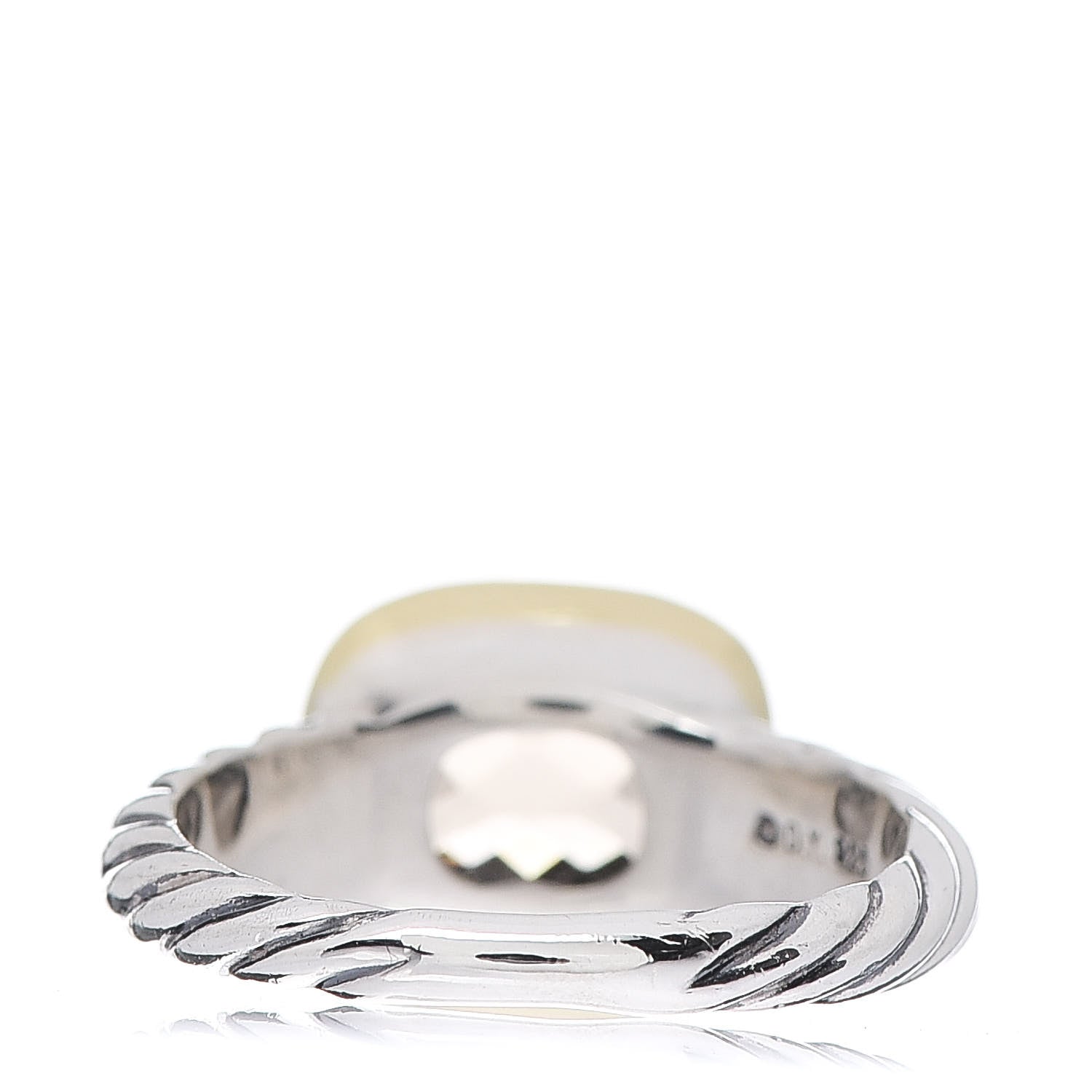 David Yurman Sterling Silver 14K Yellow Gold Smoky Quartz 10mm Noblesse Ring 51 5.75 4 of 5