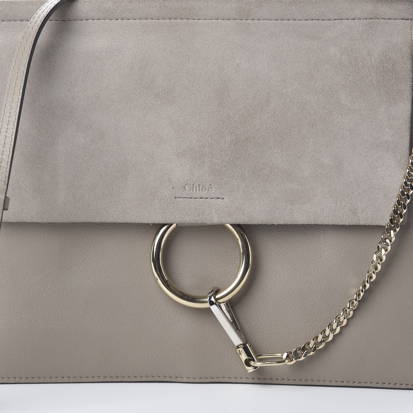 Calfskin Suede Medium Faye Shoulder Bag Motty Grey