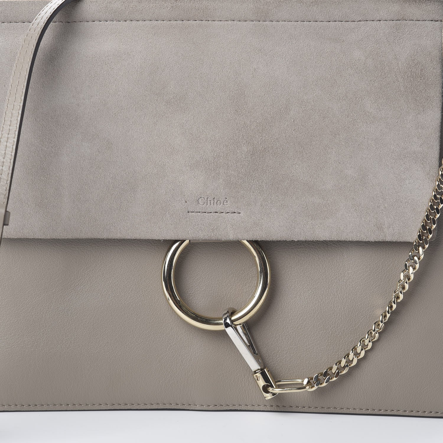 Chloe Calfskin Suede Medium Faye Shoulder Bag Motty Grey 8 of 8