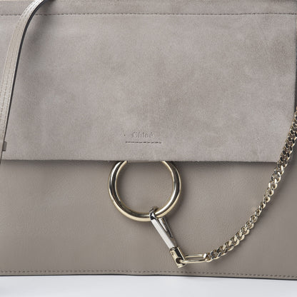 Chloe Calfskin Suede Medium Faye Shoulder Bag Motty Grey 8 of 8