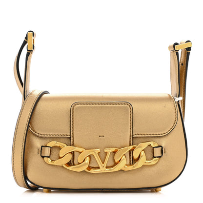 Valentino Garavani Laminated Nappa Small Vlogo Chain Shoulder Bag Antique Brass 1 of 12