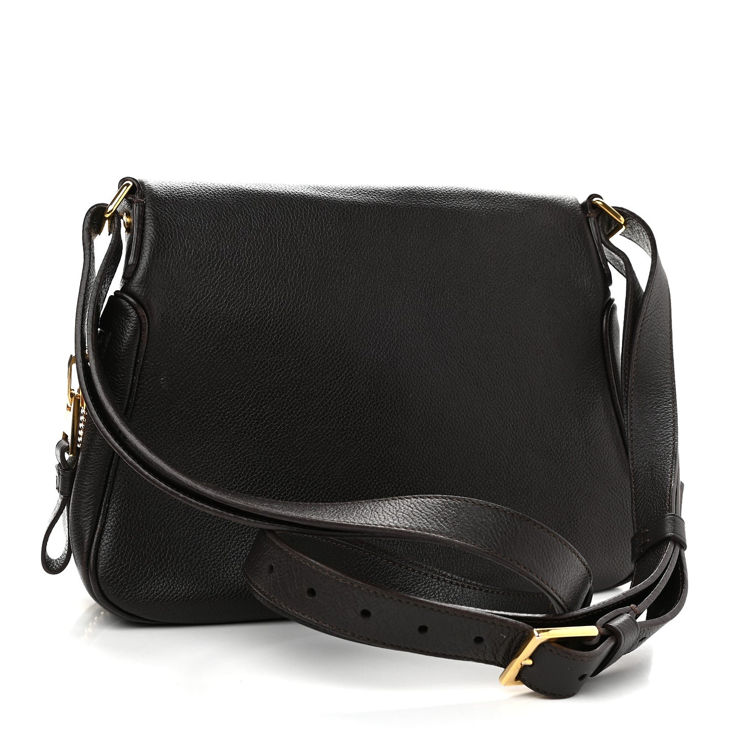 Grained Calfskin Medium Jennifer Crossbody Bag Black