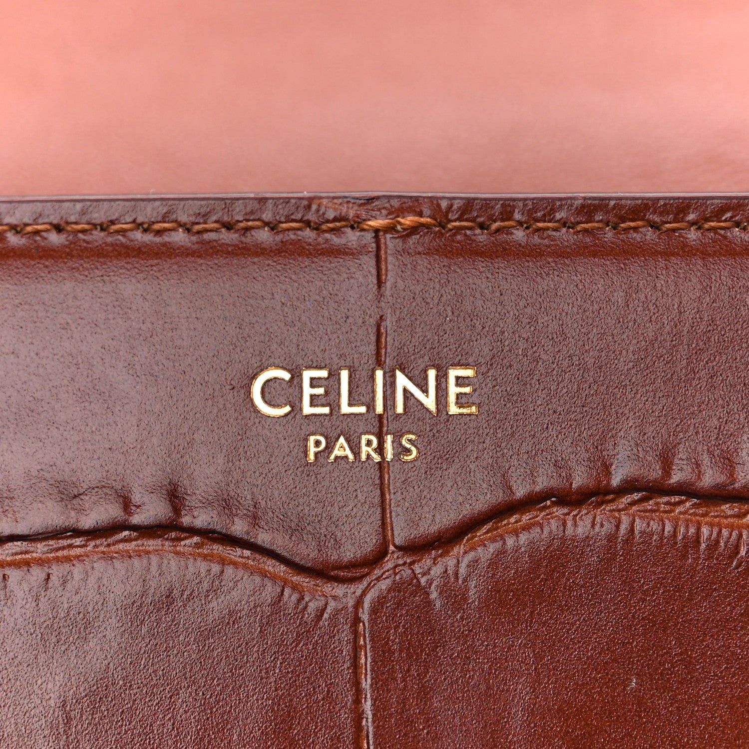 Celine Calfskin Crocodile Embossed Medium Tassel Bag Tan 7 of 11