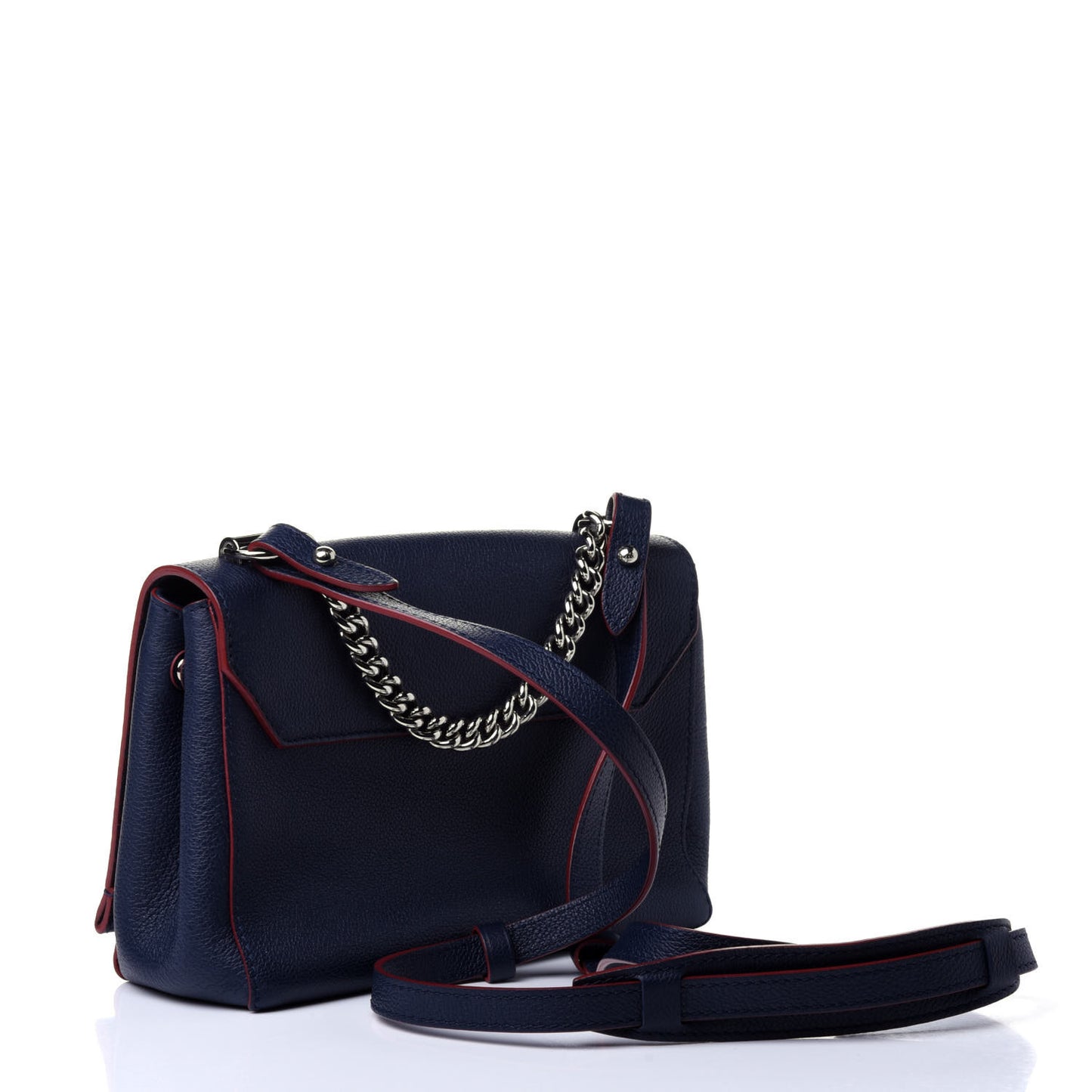 Calfskin Lockme II Chain Bag BB Marine Rouge