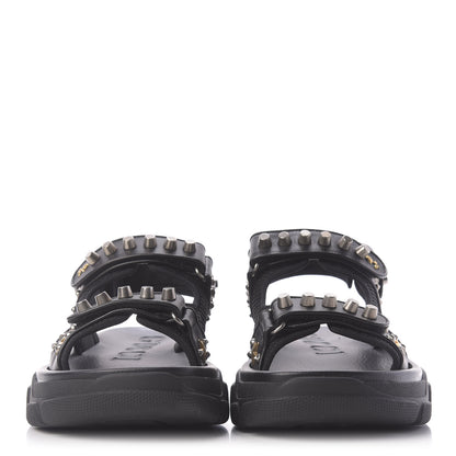 Gucci Nappa Mesh Studded Mens Aguru Sandals 8 Black 2 of 10