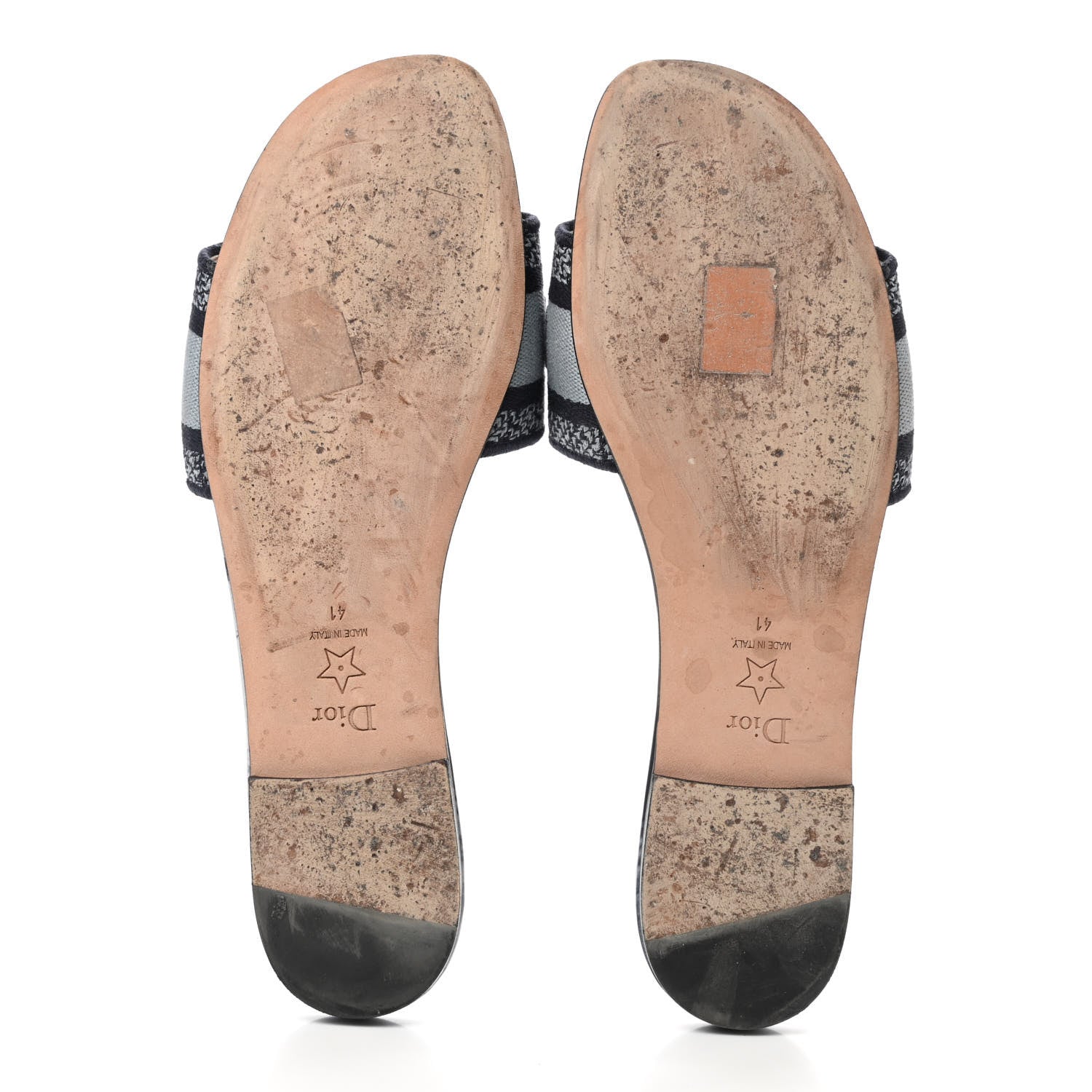 Christian Dior Canvas Tie and Dior Embroidered Dway Flat Slide Sandals 41 Denim 5 of 13