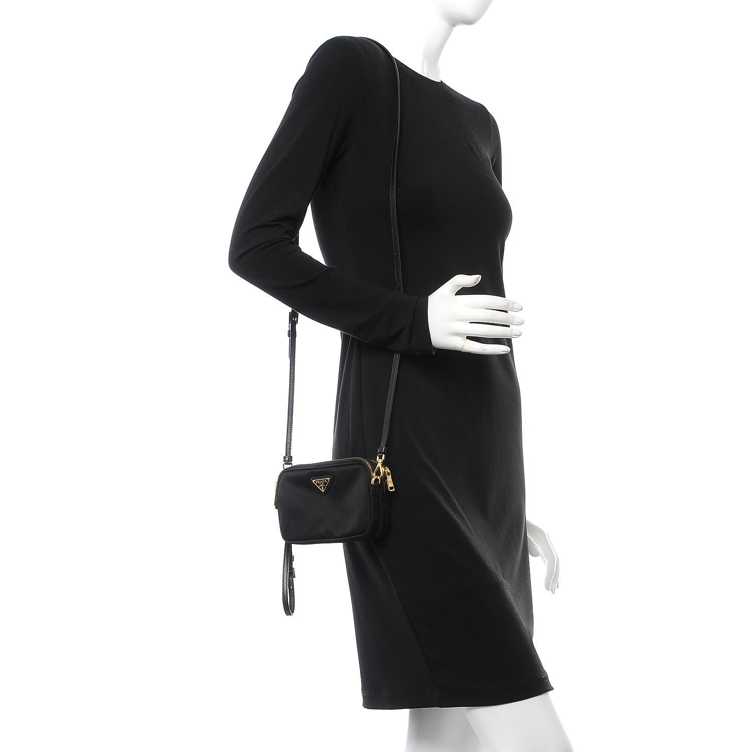 Prada Tessuto Nylon Convertible Crossbody Wristlet Black 2 of 10