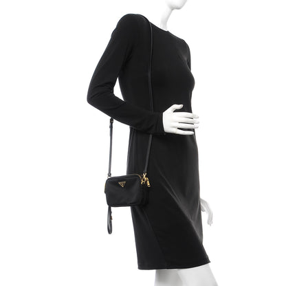 Prada Tessuto Nylon Convertible Crossbody Wristlet Black 2 of 10