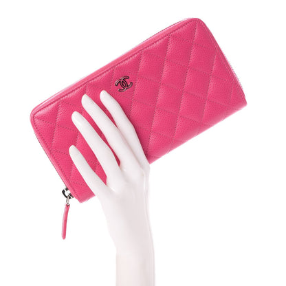 Chanel Caviar Quilted Large Gusset Zip Around Wallet Pink 2 of 9