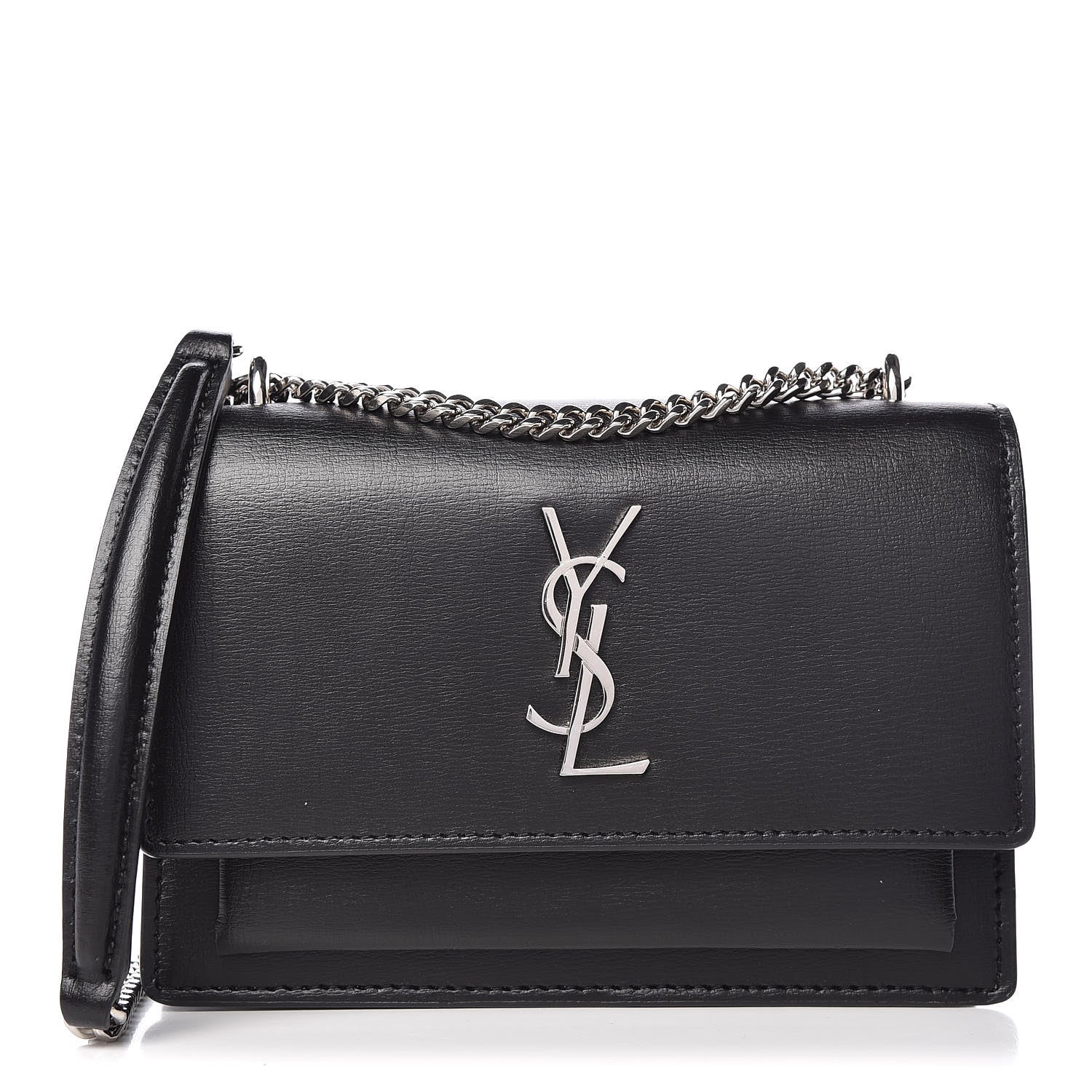 Saint Laurent Calfskin Monogram Sunset Chain Wallet Black 1 of 10