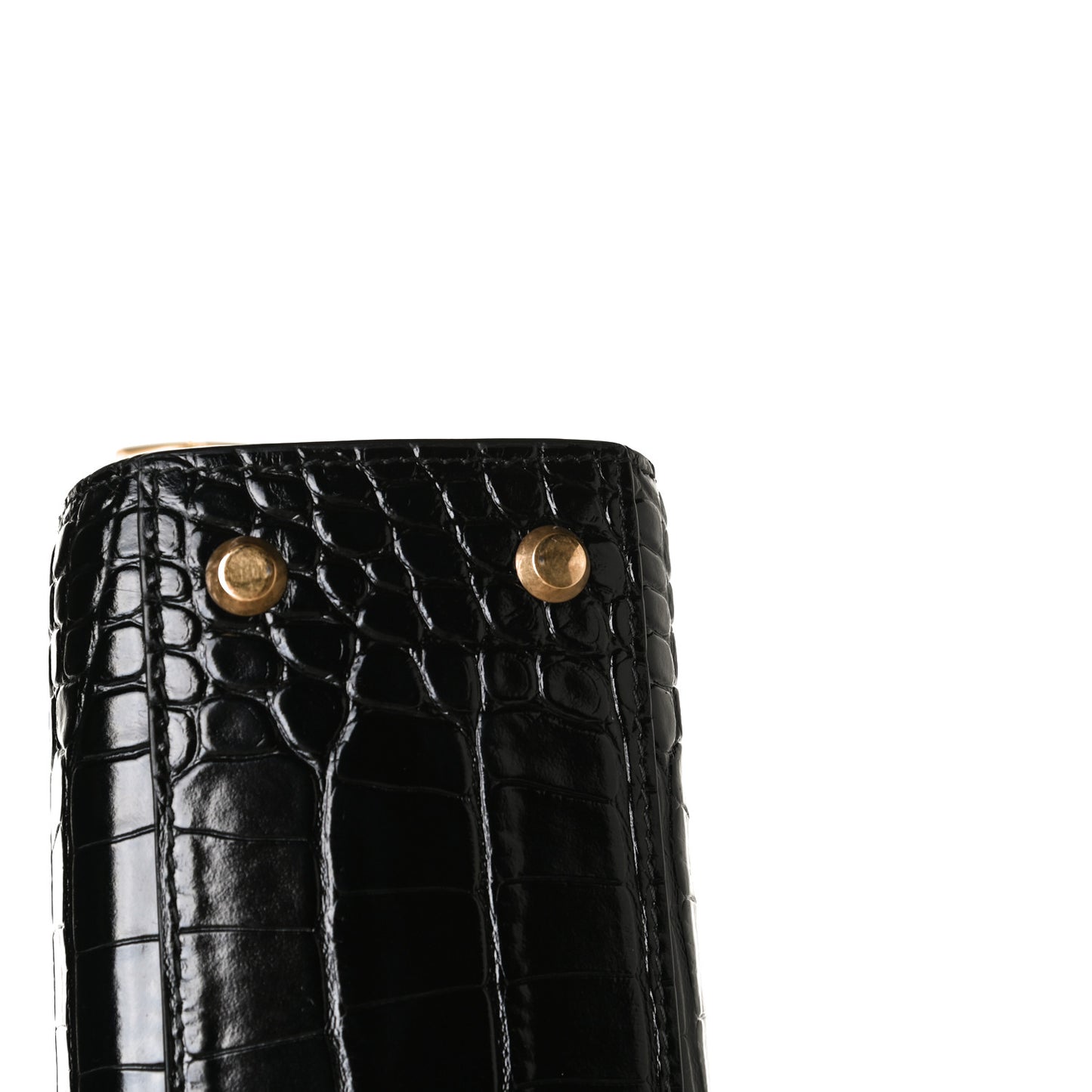 Shiny Calfskin Crocodile Embossed Medium Ghost Shoulder Bag Black