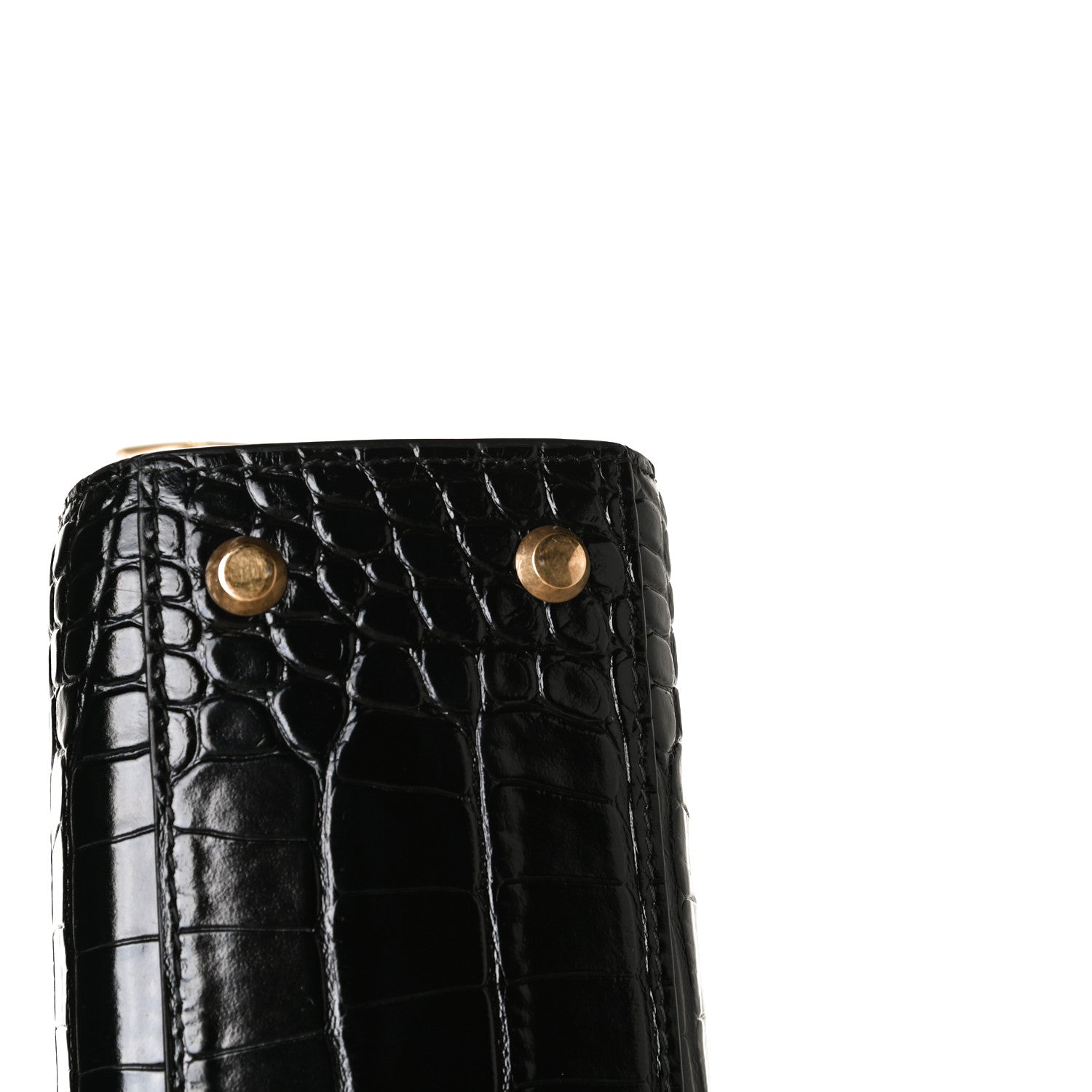 Balenciaga Shiny Calfskin Crocodile Embossed Medium Ghost Shoulder Bag Black 15 of 15