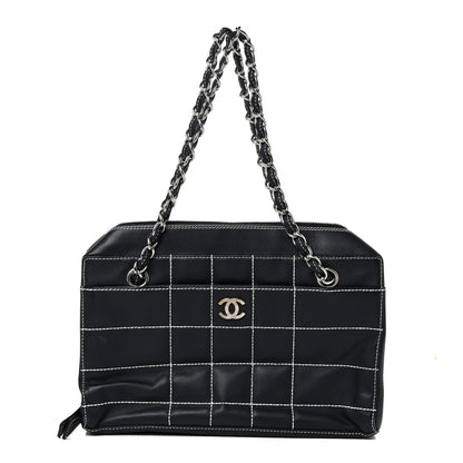 Chanel Lambskin Square Stitched Shoulder Bag Navy 1 of 26