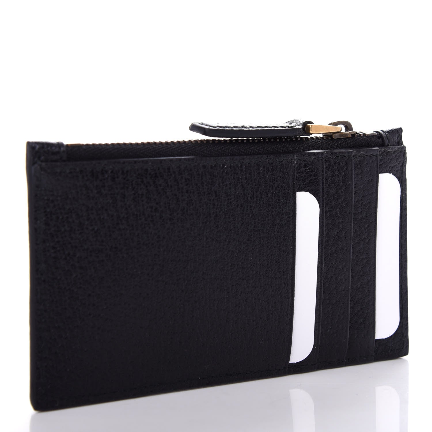 Gucci Calfskin Boar Effect GG Marmont Coin Case Card Holder Black 3 of 7