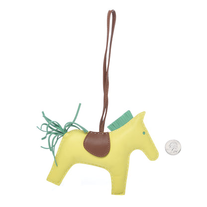 Hermes Milo Lambskin Grigri Rodeo Horse Bag Charm GM Lime Menthe Fauve 2 of 4