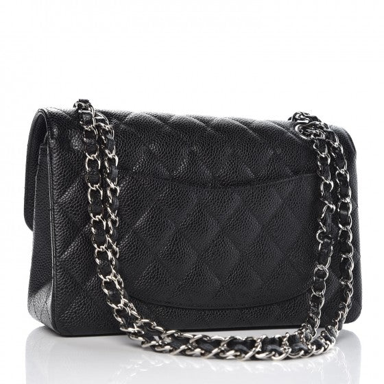 Caviar Quilted Small Double Flap Black