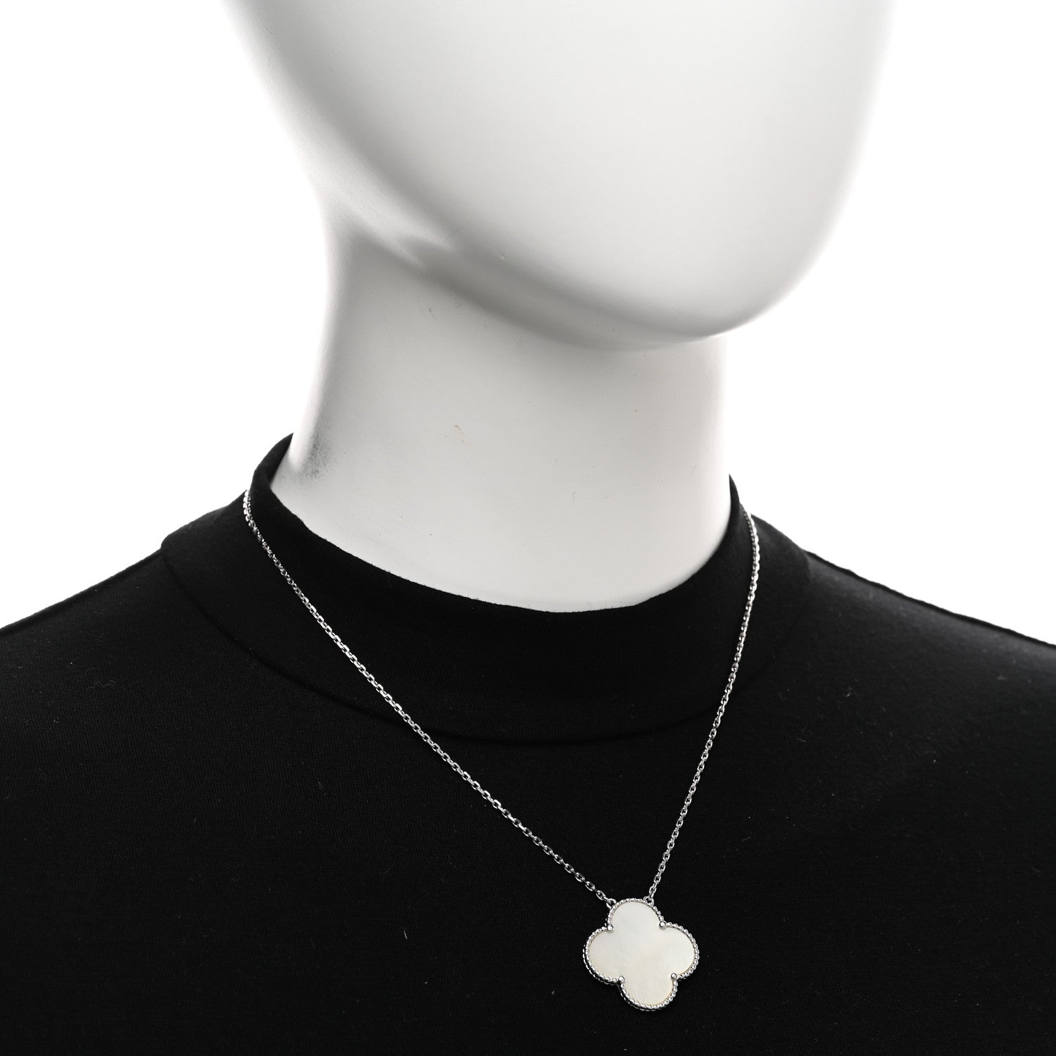 Van Cleef & Arpels 18K White Gold Mother of Pearl Magic Alhambra Pendant Necklace 2 of 4