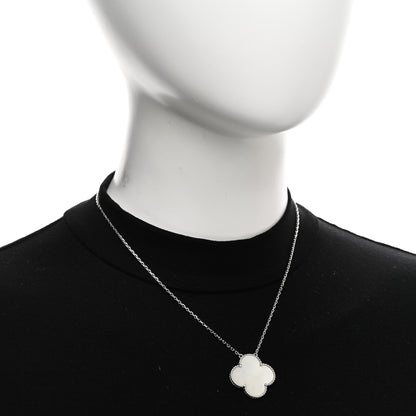 Van Cleef & Arpels 18K White Gold Mother of Pearl Magic Alhambra Pendant Necklace 2 of 4