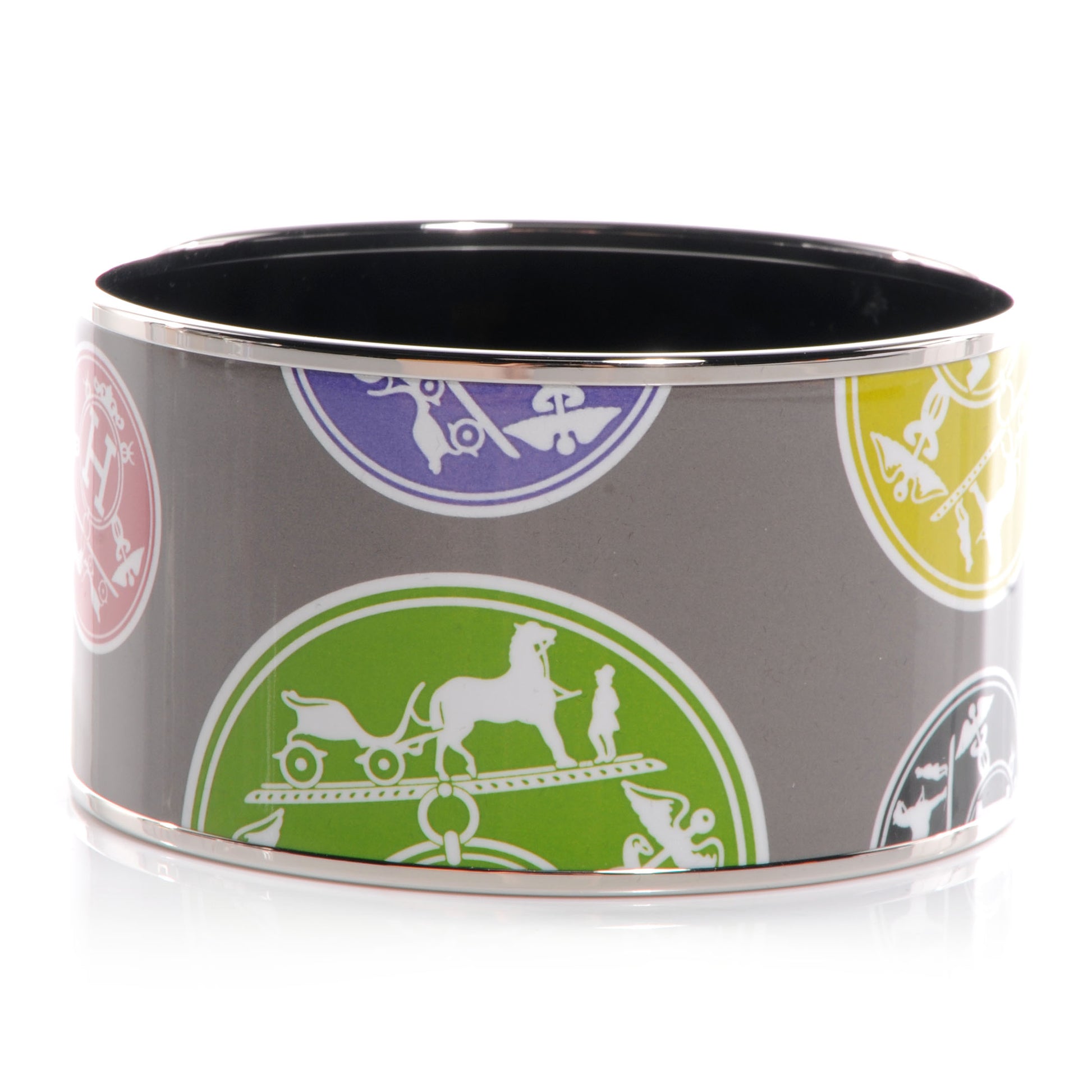 Hermes Enamel Printed Ex Libris Extra Wide Bracelet 70 3 of 6