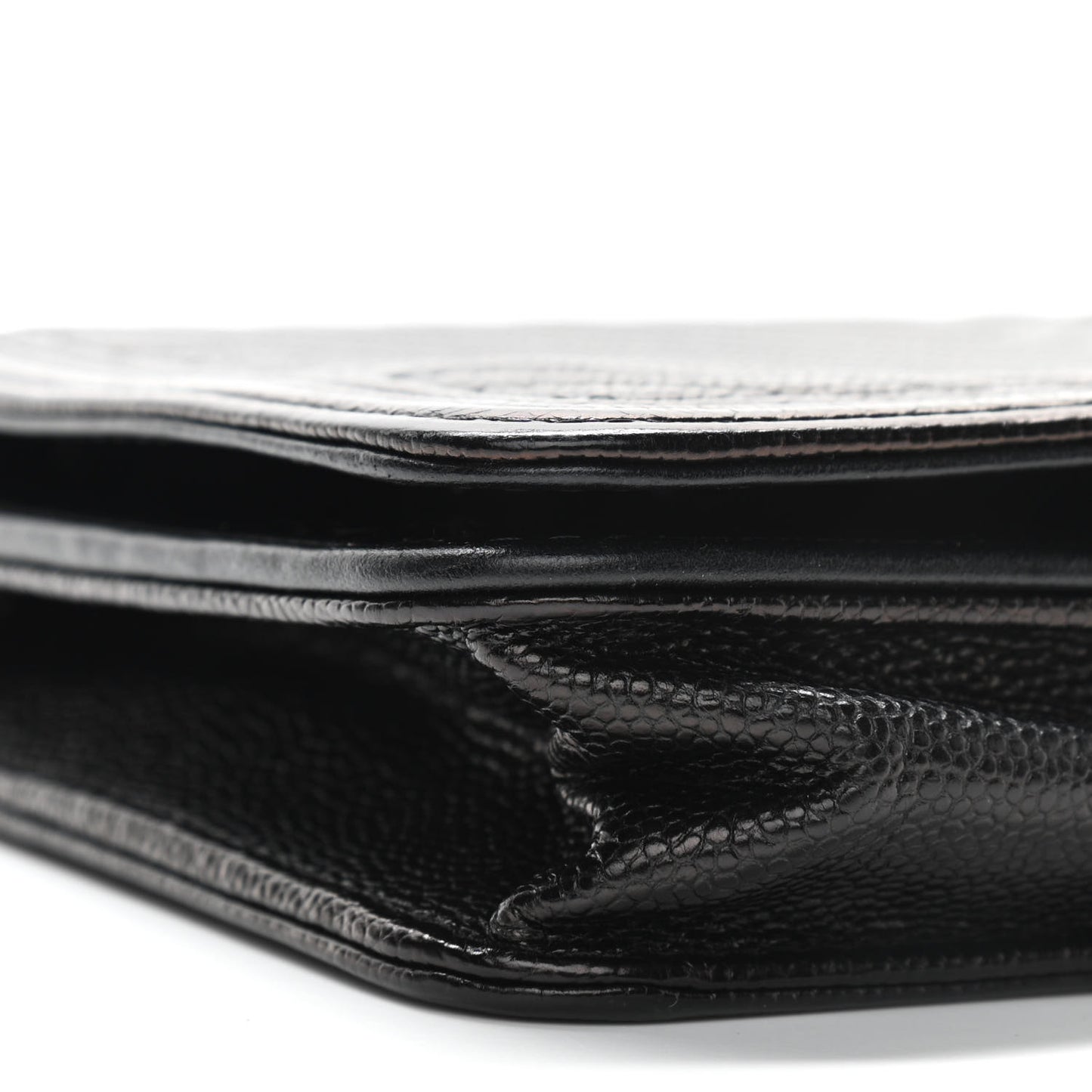 Caviar Chevron Quilted Boy Wallet On Chain WOC Black