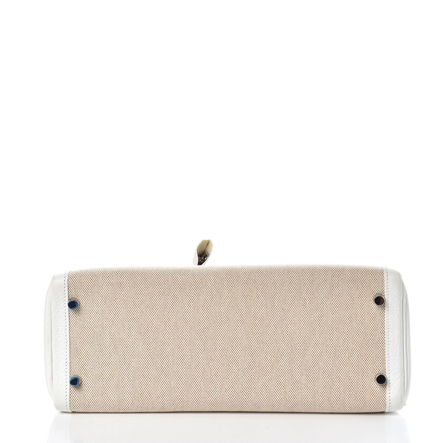 Hermes Taurillon Clemence Toile Kelly Retourne 32 White 7 of 40