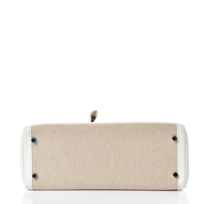 Hermes Taurillon Clemence Toile Kelly Retourne 32 White 7 of 40