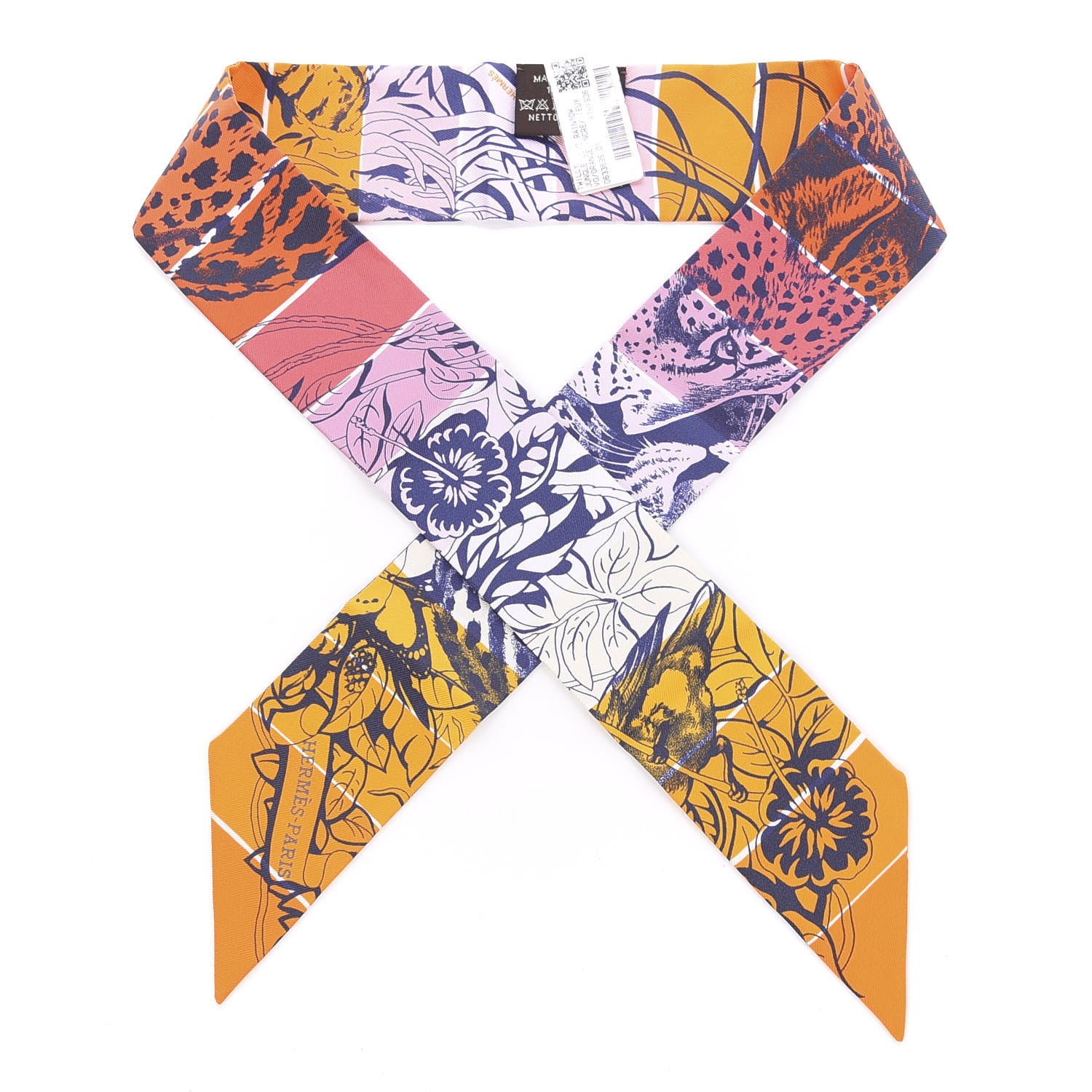 Hermes Silk Jungle Love Rainbow Twilly Orange Encre Vieux Rose 1 of 4