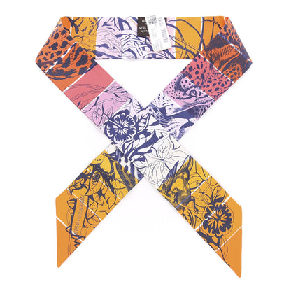 Hermes Silk Jungle Love Rainbow Twilly Orange Encre Vieux Rose 1 of 4