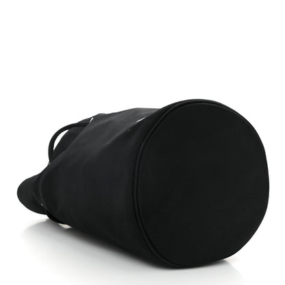 Balenciaga Recycled Sport Nylon Logo Embroidered Wheel Drawstring Bucket Bag Black White 4 of 10