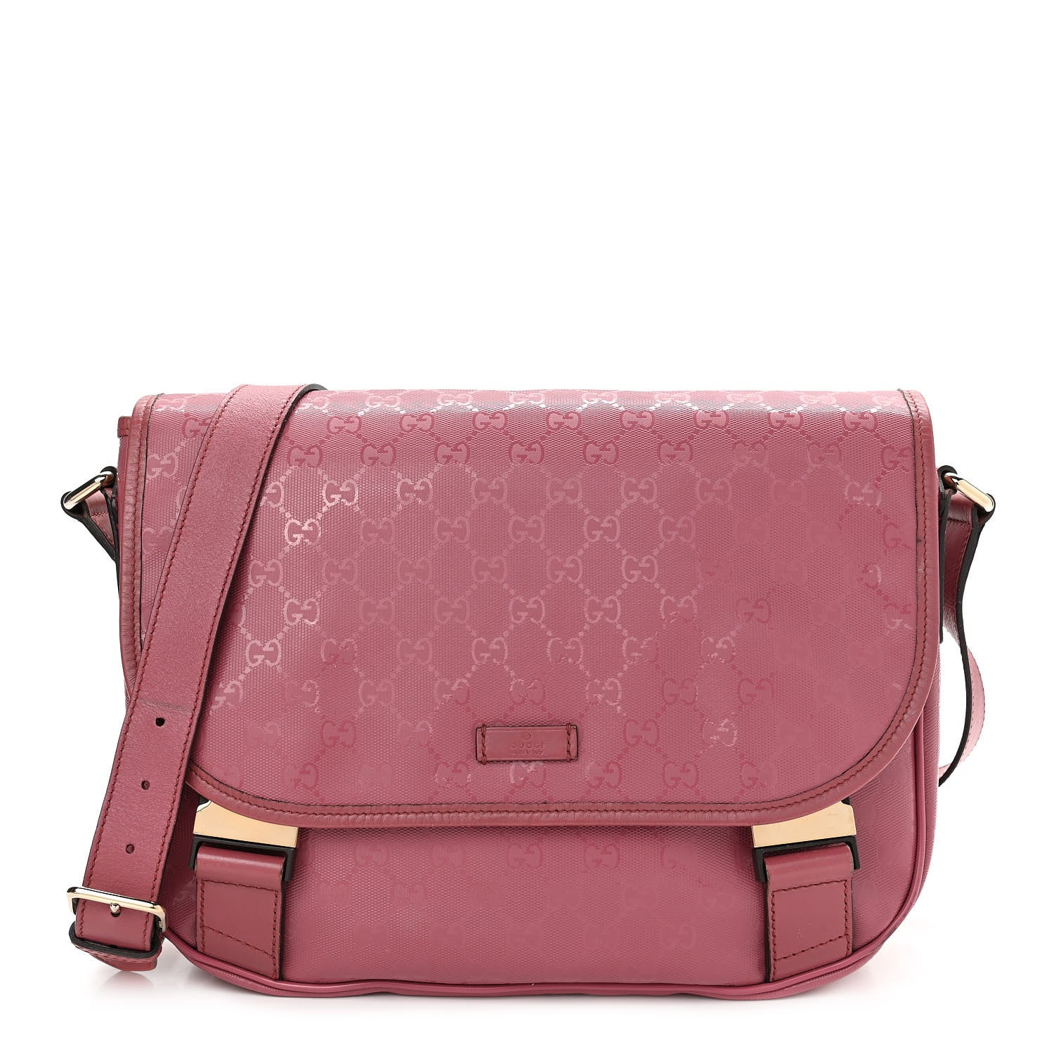 Gucci Imprime Monogram Medium Double Buckle Flap Messenger Bag Vintage Rose 1 of 11