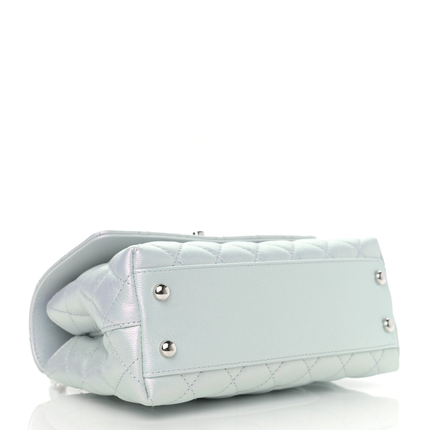 Iridescent Caviar Quilted Mini Coco Handle Flap Light Blue