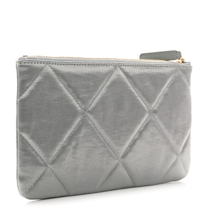 Chanel Satin Quilted Small Chanel 19 Pouch Gray 3 of 8