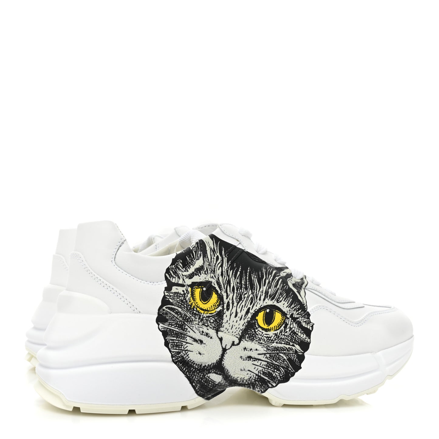 Calfskin Mystic Cat Rhyton Sneakers 36.5 Great White