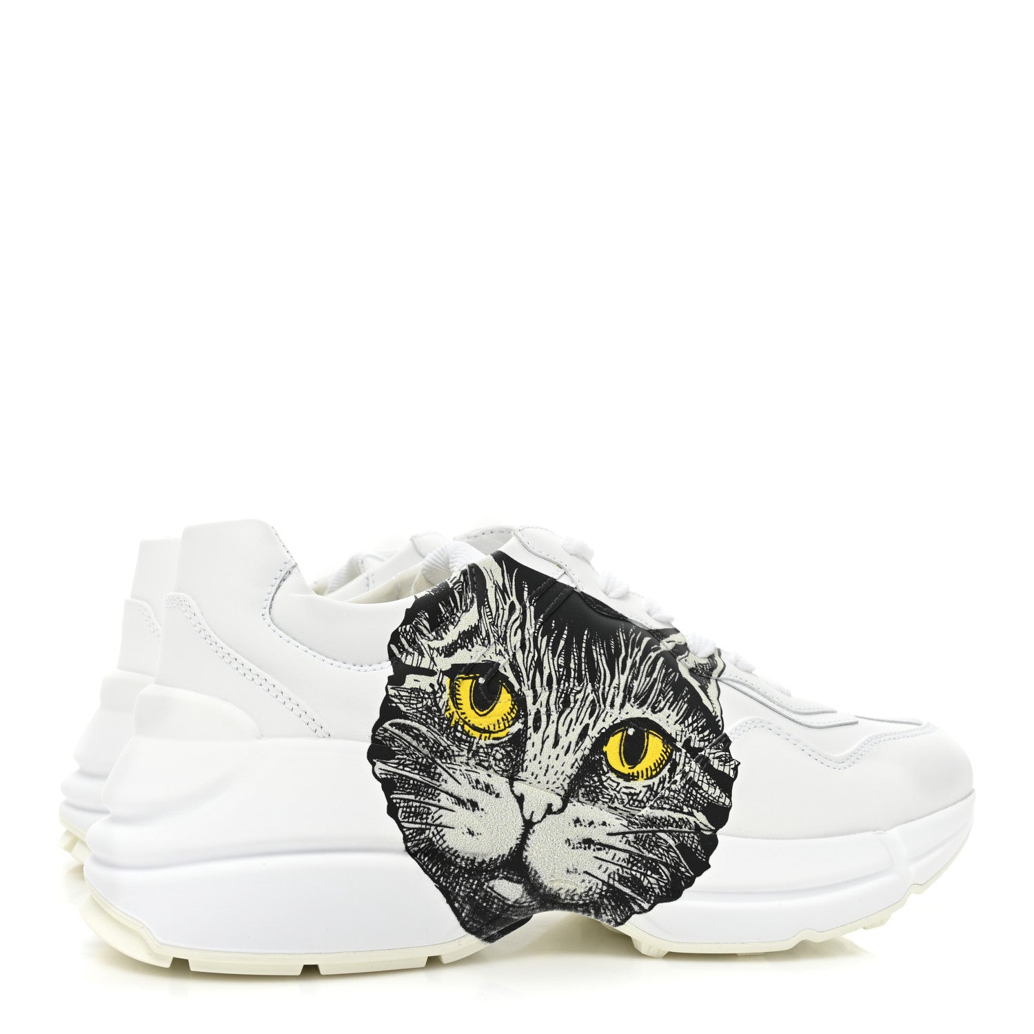 Gucci Calfskin Mystic Cat Rhyton Sneakers 36.5 Great White 4 of 9