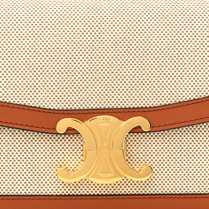 Celine Textile Natural Calfskin Teen Triomphe White Tan 7 of 9